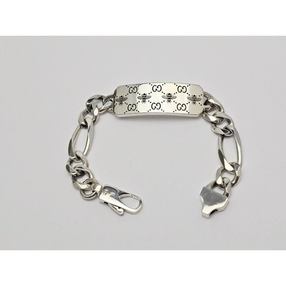 Gucci Sterling Silver 925 Signature Bee Motif and GG Link ID Bracelet Size 6.75" - Picture 2 of 16